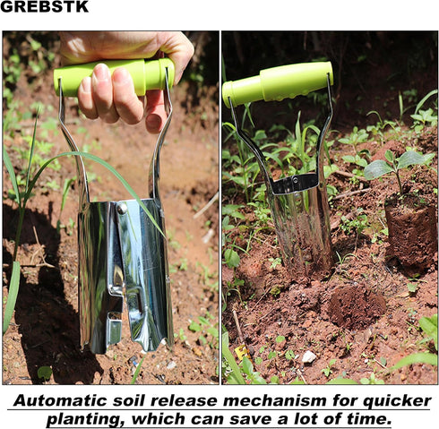 GREBSTK Sturdy Stainless Steel Gardening Bulb Transplanter Tool with Depth Mark and Soil Release Handle for Planting Bulbs...
