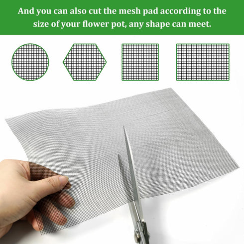 18pcs Flower Pot Hole Mesh Pad, 11.8x7.8 Inch Planter Mesh Drainage Screen, DIY Drainage Netting Pot Bottom Grid Mat Keep Soil from Flowing Away...