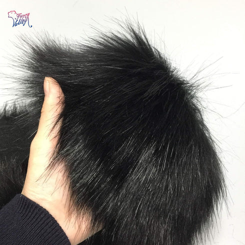 Furryvalley Faux Fur Trim Raccon Fox Fur Ribbon Craft Furry Stripe for Slippers Slides Fringe 2 Yards (Black)...