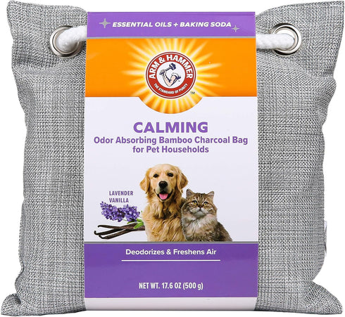 Arm & Hammer for Pets Air Care Calming Bamboo Charcoal Air Purifying Bag in Lavender Vanilla Scent | 17.6 oz Odor Absorbing Charcoal Bag | Easy Pe...