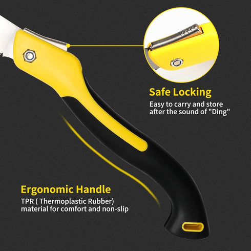 Folding Saw 10-Inch SK5 Blade Heavy Duty Portable Foldable Hand Pruning Saw Triple-bevel Razor Teeth for Camping Pruning Trimming Gardening Woodwo...