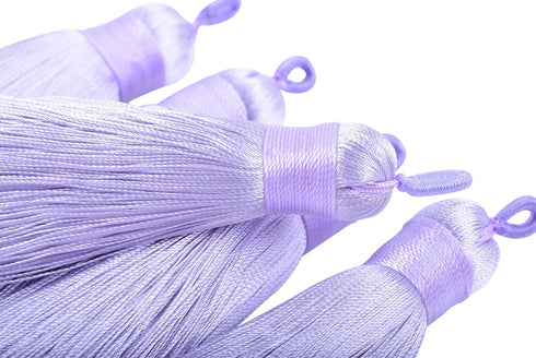 KONMAY 10pcs 3.4''(8.5cm) Handmade Imitation Silk Tassels with Hanging Loop for Jewelry Making (Lilac)...