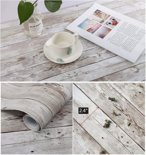 Heroad Brand Contact Paper for Cabinets Wood Peel and Stick Wallpaper Walls Countertops Realistic Decorative Shiplap Boards Self Adhesive 17.7''x6...