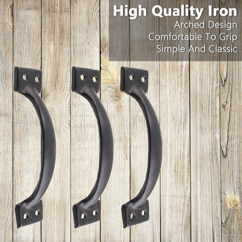 6 Pcs 4" Metal Gate Pull Handles, Bow Gate Handle Screen Door Pull, Vintage Barn Door Handles (Black)...