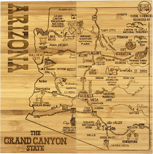 Totally Bamboo Arizona State Puzzle 4 Piece Bamboo Coaster Set with Case...