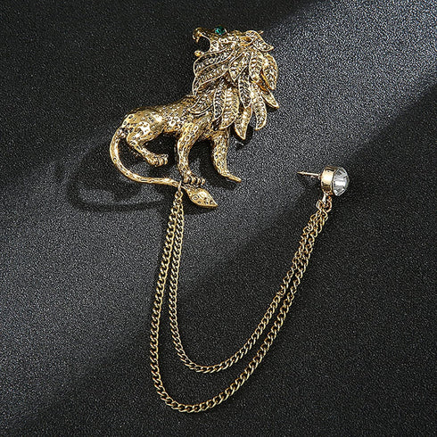 Vintage Animal Tassel Chain Pin Brooch for Men Women,Punk Buck Suit Tie Lapel Pin,Deer Ram Owl Rhinestone Collar Chain Pin for Boyfriend Gifts...