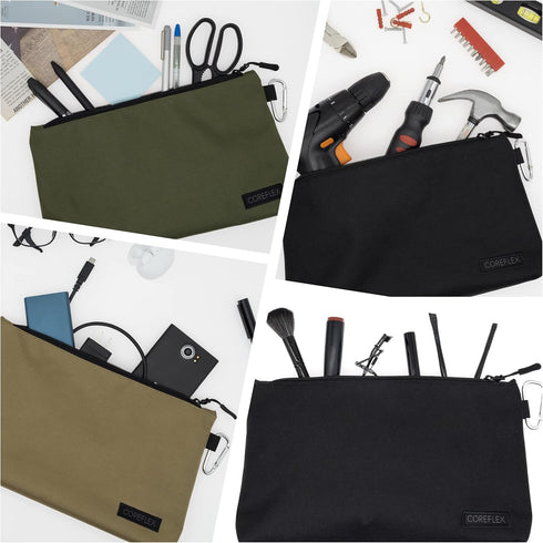 3 Pack Premium Tool Pouch Zipper Bag with internal pockets, 12inch Tool Bag, Multipurpose Storage pouch, Flat Bottom with YKK Zipper for Tools, Ga...
