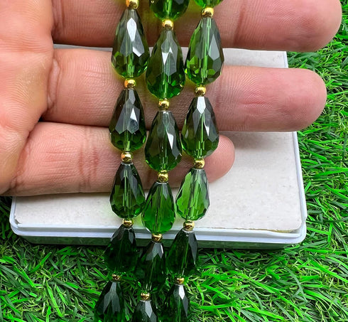 1 Strand Emerald Quartz 12 Pieces Approx Beads Size 14x9mm Shape Strait Drop Cut Faceted Making, Beading & Craft Supplies 7$ST03D119...
