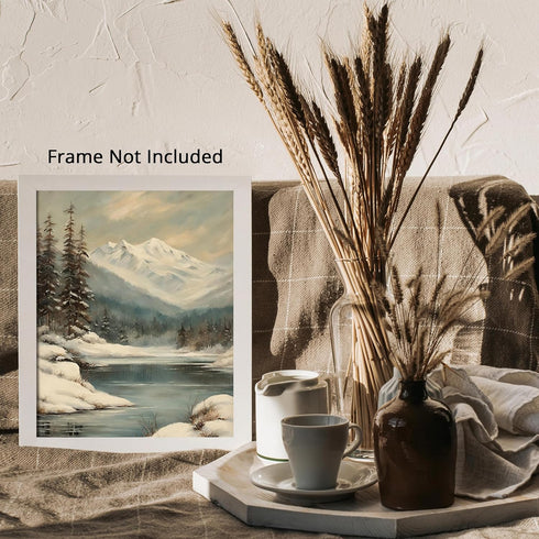Posterizer 1 pcs-snowy winter nature scene with a lake-3-Landscape & Nature Art-GIft for Men Women Teens-Living Room Bedroom Decor- unframed wall ...