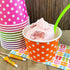 12 Ounce Disposable Paper Treat Cups Ice Cream Bowls -Plastic Spoons - Paper Straws - Ice Cream Sundae Kit for 24 - Blue, Pink, Orange, Yellow, Gr...