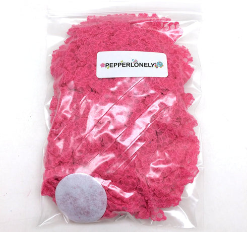 PEPPERLONELY 10PC Set Fuchsia Lace Petal Fabric Flowers, 4 Inch...