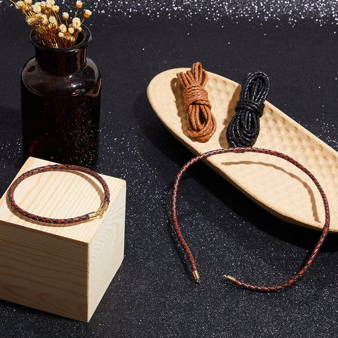 8yd Braided Leather Cord Antique Genuine Leather Strap Folded Bolo Tie Cord Rope Lace for Necklace Bracelet Pendent Jewelry Making Beading Braidin...