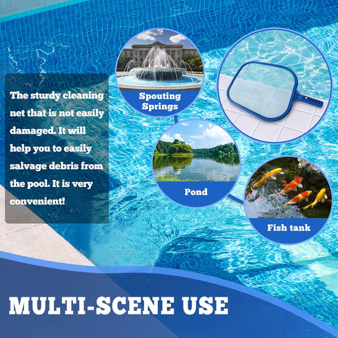Pool Skimmer Net 17 inch, Hand Pool Nets for Cleaning, Pool Leaf Cleaning Net with Fine Mesh Frame Net for Spa, Hot Tub, Swimming Pool(Blue)...