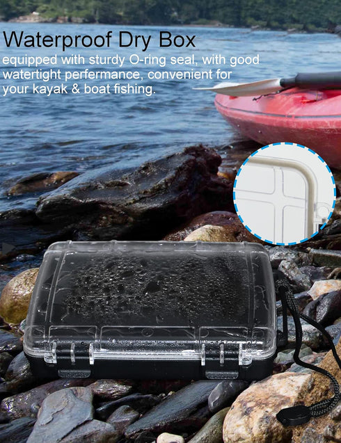 Waterproof Dry Box Case Watertight Storage Containers for Kayaking & Boating Floating Fishing Tackle Tray Boxes (Black)...
