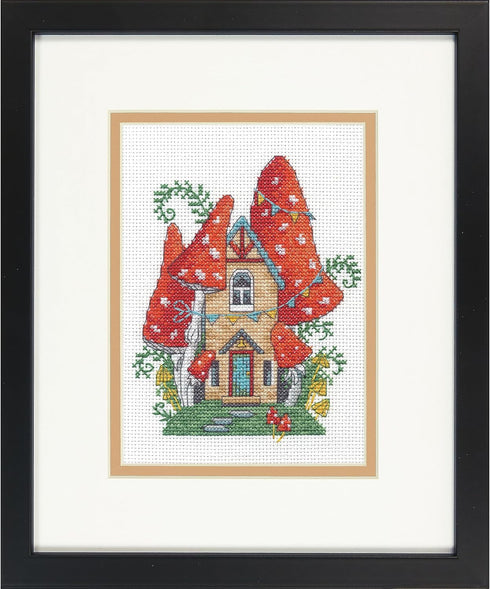 Dimensions Forest House Counted Cross Stitch Kit for Beginners, 5" x 7", 14 Cnt. White Aida 4 pcs...