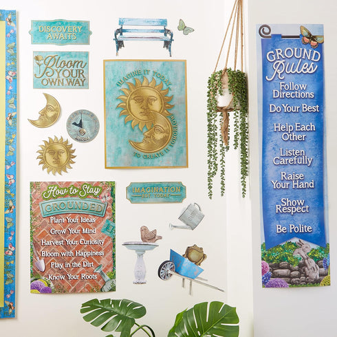 Eureka Curiosity Garden Gallery Wall Motivational Classroom Bulletin Board Set for Teachers, 26 Pieces...