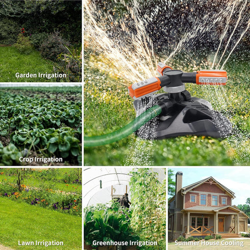 Lawn Sprinkler above Garden Sprinkler System Garden Water Sprinkler Lawn Sprinkler 360 Degree Adjustable Irrigation for Farmland Garden Lawn Child...