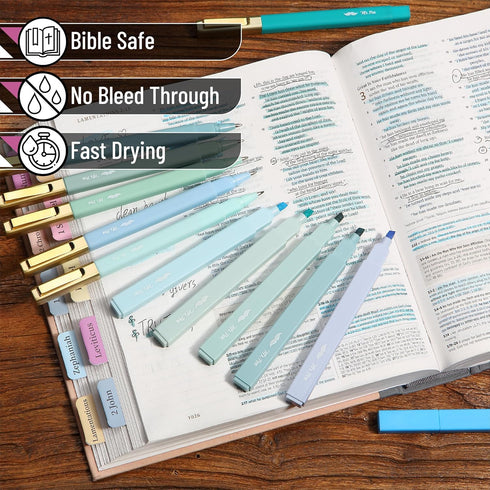 Mr. Pen- Aesthetic Highlighters and Pens No Bleed, 12 Pack, Forest Green Color Bible Highlighters No Bleed, Black Ink Bible Pens, Highlighter Pens...
