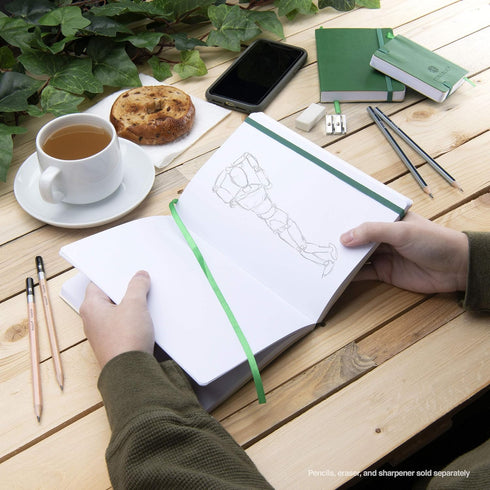 Pentalic 6" x 8" Pocket Sketchbook Traveler Journal, 160 Pages, Green...