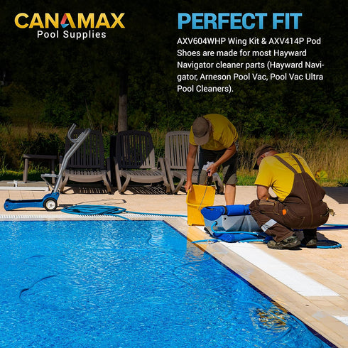 Pool Cleaner AXV604WHP Wing Kit & AXV414P Pod Shoes Replacement Part by Canamax - for Hayward Automatic Pool Cleaners, Navigator, Pool Vac Plus, P...