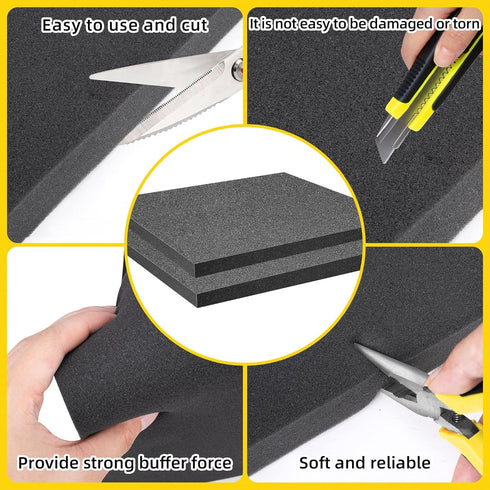 4 Pcs Polyurethane Foam Sheet- 16 x 12 x 1 Inch Cuttable Foam Inserts for Cases- Packing Foam Pads for Toolbox Camera Storage and Crafts...