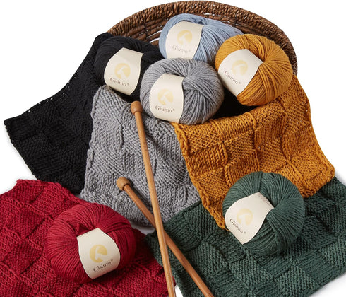 100% Merino Wool Yarn, 6-Ply Luxurious and Soft Yarn for Hand Knitting & Crocheting, 1.76 OZ/50g, 127 yds/116 Meters (Pumpkin, 1 Ball)...