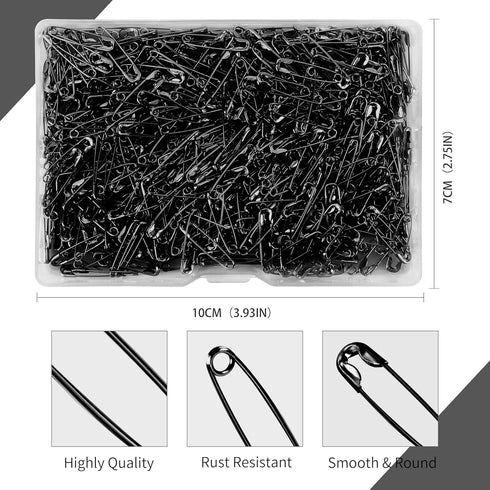 Black Mini Safety Pins - 500PCS, 19mm Tiny, Bulk for Clothes, Crafting, Sewing, Jewelry Making, Arts & Craft...