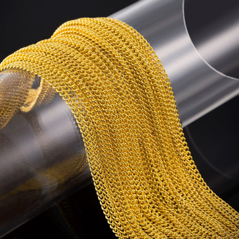 TecUnite 33 Feet 2.5mm Gold Plated Link Chain Necklace with 30 Jump Rings 20 Lobster Clasps for Men Women Jewelry Chain DIY Making...
