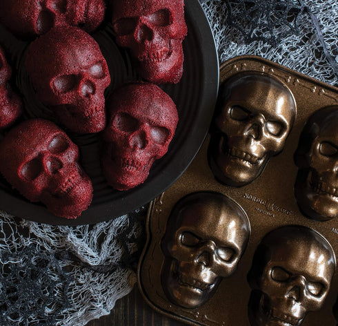 Nordic Ware Halloween Bakeware, Haunted Skull Cakelet Pan, Bronze...