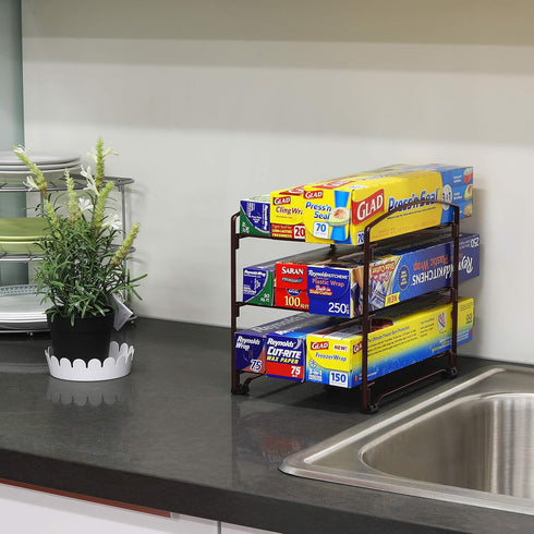 Simple Houseware Kitchen Wrap Organizer Rack, Bronze...