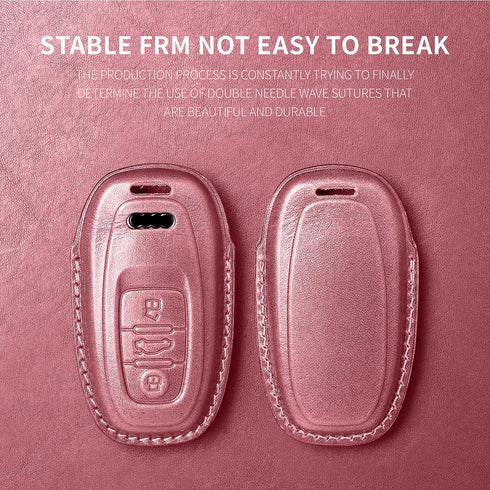 Tukellen Compatible with Audi Key Fob Cover Genuine Leather with Keychain,Leather Key Case Key Shell Compatible with Audi R8 Q5 Q7 S3 S4 S5 S6 S7 ...