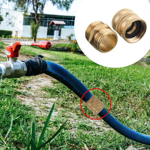 Hourleey Garden Hose Adapter, 3/4 Inch Solid Brass Hose Connectors Adapters (2 Sets)...