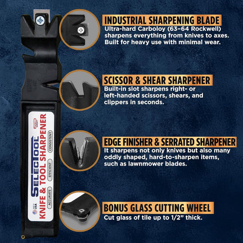 SELECTOOL Tool and Knife Sharpener MultiTool Blade Sharpener for Kitchen Knives, Pocket Knife, Tools, Scissors, Axes & More, EDC Gadgets for Outdo...
