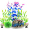 ALEGI Fish Tank Decorations Plants with Resin Cave Rock View, Aquarium Decor Accessories Plastic Plants, Fish Cave and Hideout Ornaments (Purple S...