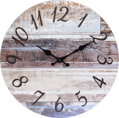 Stonebriar Vintage Farmhouse 14 Inch Round Battery Operated Hanging Wall Clock...