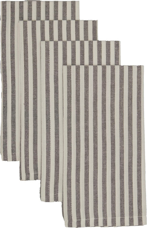 Farmhouse Ticking Stripe Gray Napkins, Set of 4 Place Mats, 18" x 18", Farmhouse Style Kitchen & Dining Decor...