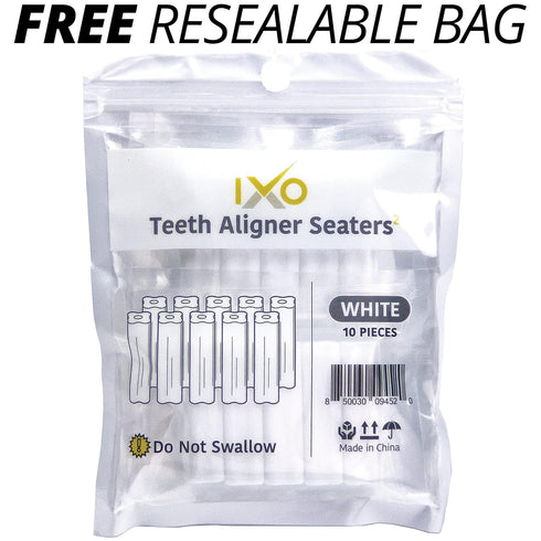 IXO Square-Shaped Aligner Seater Chewies for Invisalign Trays - 10-Pack, Unscented, with Resealable Bag...