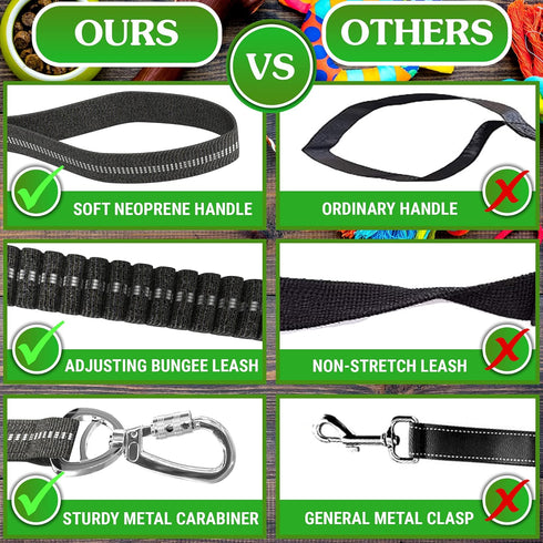 Heavy Duty Dog Leash 4-6Ft Length – Reflective Dog Leash for Medium, Large Dogs – Shock Absorbing Bungee Dog Leash with Zinc Alloy Carabiner, Traf...
