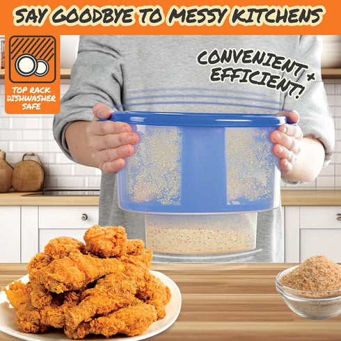 COOK'S CHOICE The Original Better Breader Bowl All-in-One Mess-Free Batter Breading Station - Pour in Seasonings, Add Meat or Veggies & Shake for ...