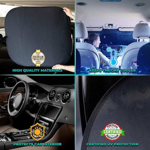 kinder Fluff Patented Windshield Sun Shade for Cars - The Only Certified Car Window Shades Blocking 99.9% UVR - Automotive Sunshades for Cars, SUV...