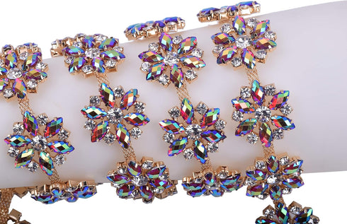 KAOYOO 1 Yard Flower Pattern Rhinestone Chain Trim for Sewing Craft,Wedding,DIY Decoration...