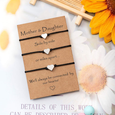 Mother Daughters Bracelet Set Mommy and Me Heart Matching Wish Bracelets Jewelry Gifts for Daughters from Mothers...
