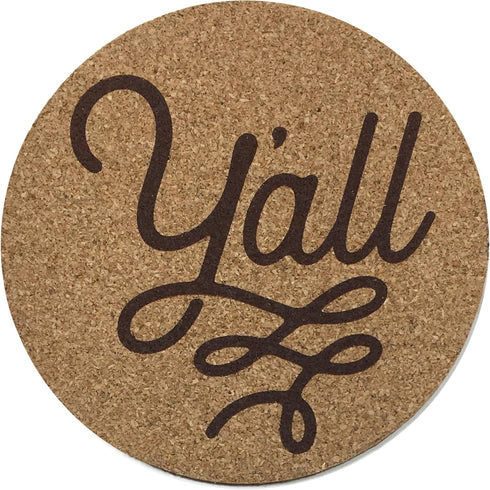 Y'all Texas Coaster Set Cork 3.5 Inch Coasters - 4 Texas Coasters Texas Gift...