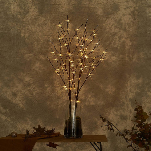 LITBLOOM Lighted Brown Willow Branches 32IN 100 LED with Timer Battery Operated, Tree Branch with Warm White Lights for Holiday Christmas Decorati...