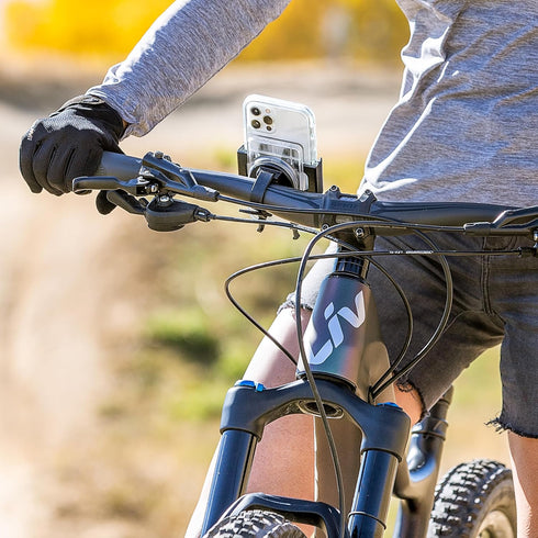 Nite Ize Squeeze Rotating Smartphone Bar Mount - Universal Phone Mount for Bike Handlebar - Phone Holder with Universal Mounting Strap - Transluce...