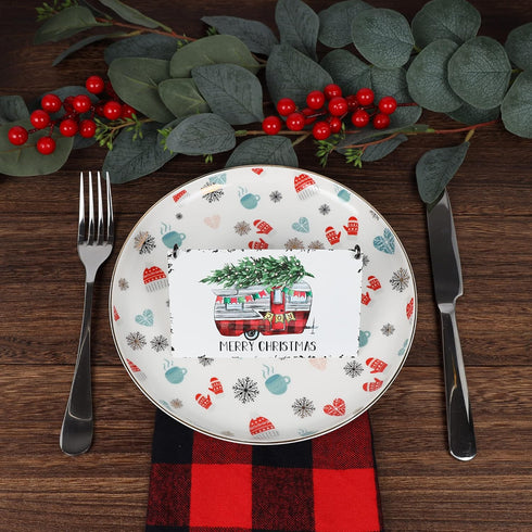 Rustic Red Truck Christmas Ornaments Set of 6,Farmhouse Enamel Hanging Signs for Christmas Tree Decorations Home Holiday Decor...