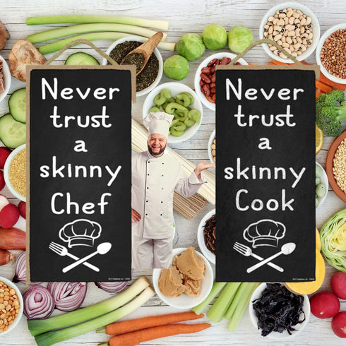 Popfizzy Never Trust a Skinny Cook Sign, Funny Kitchen Wall Decor, Skinny Chef Sign, Kitchen Signs Wall Decor, Cook Decoration for Kitchen, Skinny...