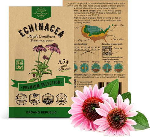 Echinacea Seeds Pack 5.5 G - Over 1000 Non-GMO Heirloom Echinacea Seeds for Planting Herbs in Individual Seed Packet, Herbs Seeds for Planting Hom...