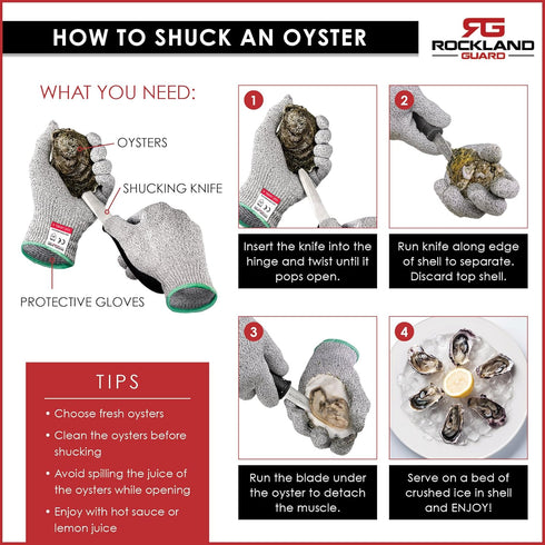 Rockland Guard Professional Oyster Shucking Knife Set - Includes 3.5" Stainless Steel Oyster Shucker with Non-Slip Handle & Bent Tip, Kitchen Cutt...