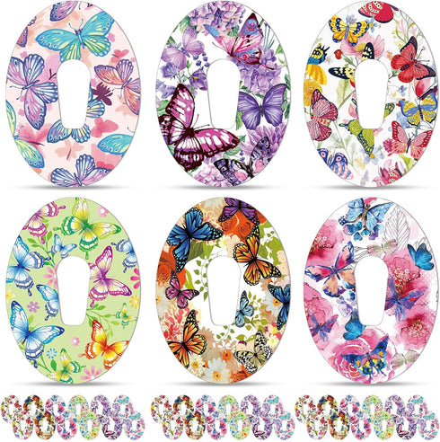 36 Pack Adhesive Patch Compatible with Dexcom G6 Breathable Colorful Butterfly CGM Patches Waterproof Butterfly Pre Cut Adhesive Tape for Continuo...